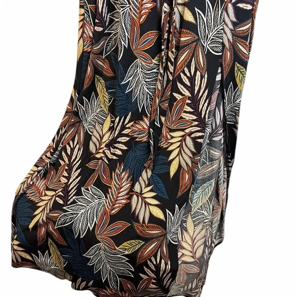 Timing Tropical Leaf Maxi Dress - Blue and Tan Size 2X #403 - Picture 4 of 6